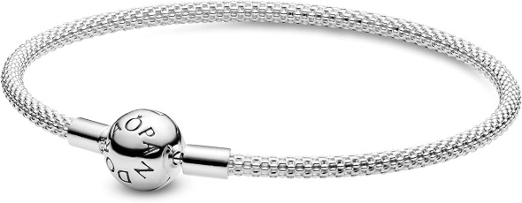 Pandora Jewelry Moments Mesh Charm Sterling Silver Bracelet