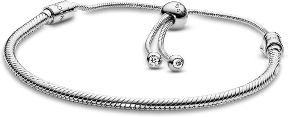 Pandora Jewelry Moments Slider Snake Chain Charm Cubic Zirconia Bracelet
