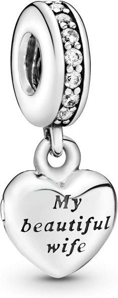 Pandora Jewelry My Beautiful Wife Dangle Cubic Zirconia Charm in Sterling Silver