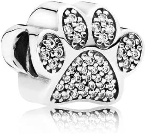Pandora Jewelry Sparkling Paw Print Cubic Zirconia Charm in Sterling Silver