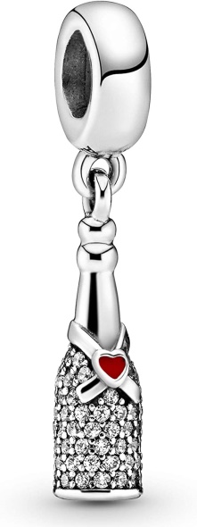 Pandora Jewelry Sparkling Wine Bottle Dangle Cubic Zirconia Charm in Sterling Silver