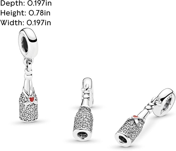 Pandora Jewelry Sparkling Wine Bottle Dangle Cubic Zirconia Charm in Sterling Silver