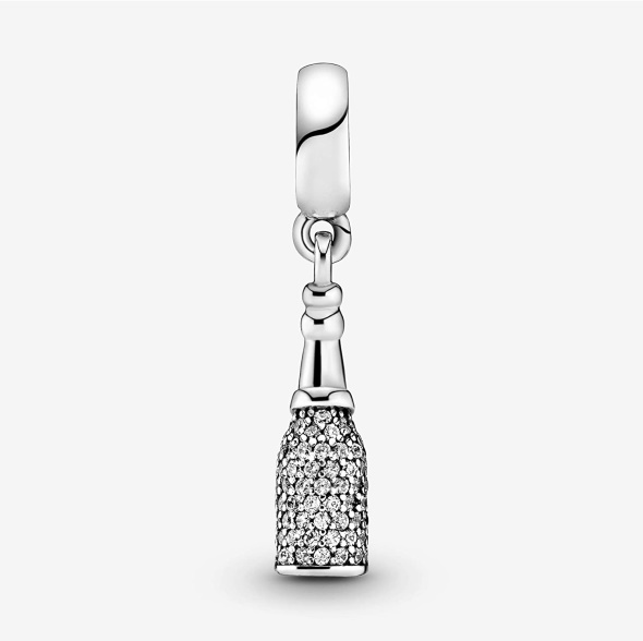 Pandora Jewelry Sparkling Wine Bottle Dangle Cubic Zirconia Charm in Sterling Silver