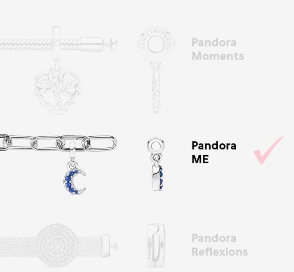Pandora ME Compatible Crescent Moon Crystal Dangle Charm