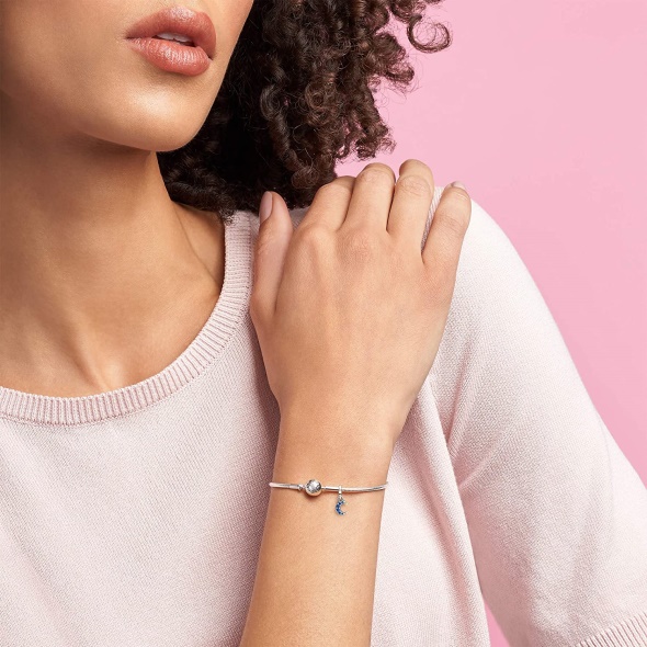 Pandora ME Compatible Crescent Moon Crystal Dangle Charm