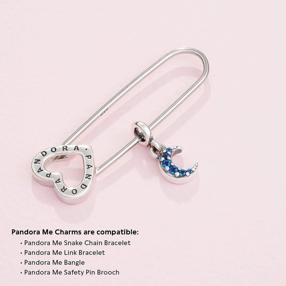 Pandora ME Compatible Crescent Moon Crystal Dangle Charm