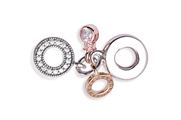 Pandora Mixed Metal Triple Ring Logo Dangle Charm