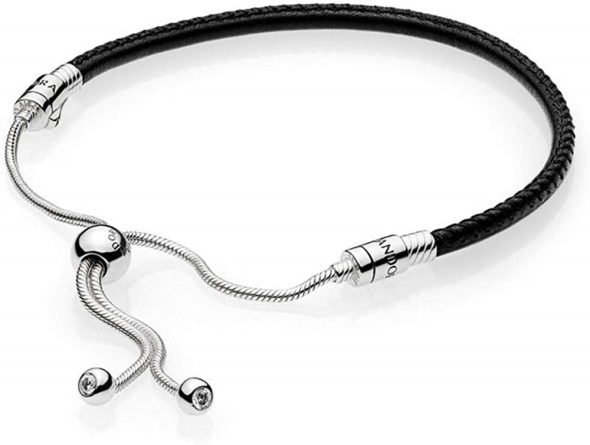 Pandora Moments Black Leather Slider Bracelet
