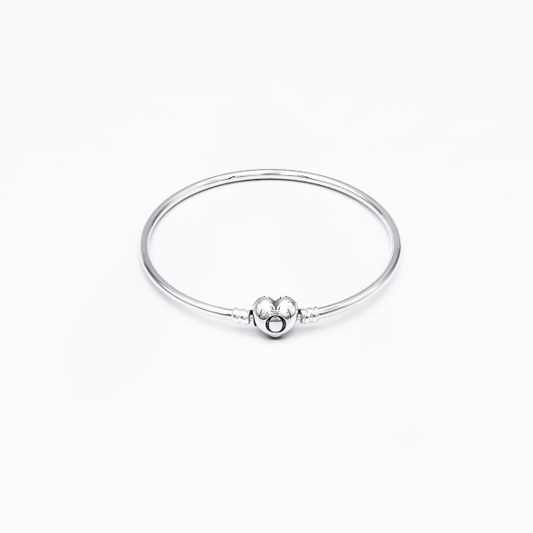 Pandora Moments Sterling Silver Bangle with Heart Clasp