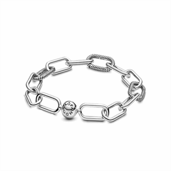 Pandora Moments Women Sterling Silver Charm Bangle Bracelet