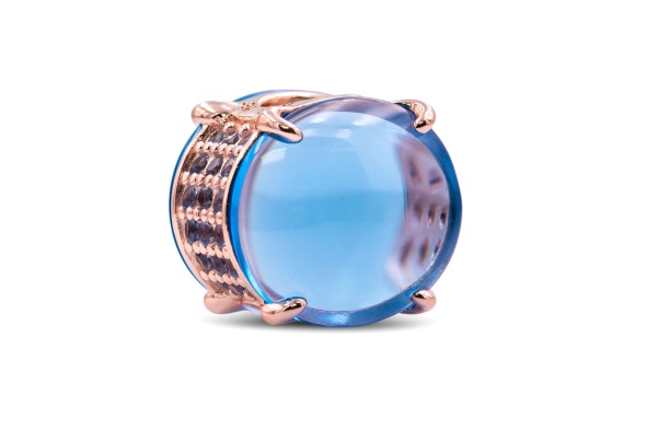 Pandora Rose Gold and Blue Oval Cabochon Charm