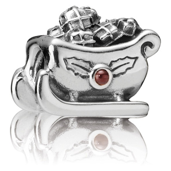 Pandora Santa Sleigh Charm Retired Sterling Silver Santa Christmas Sleigh Bead