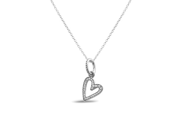 Pandora Sparkling Freehand Heart Pendant Necklace