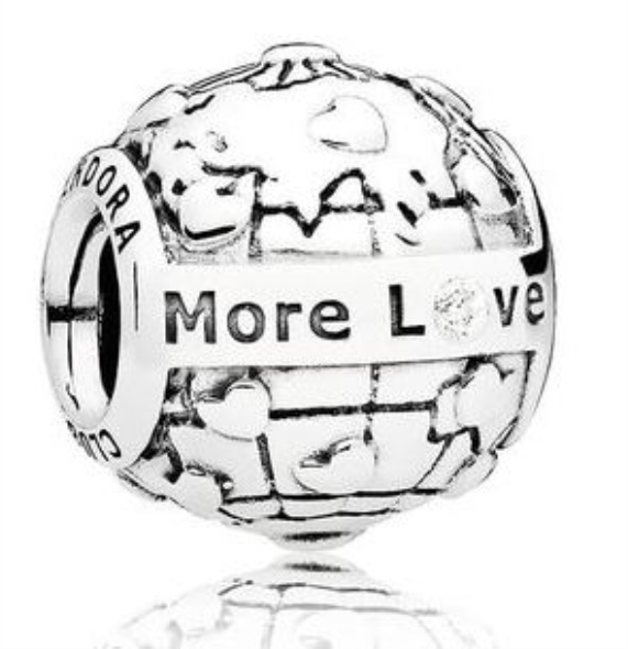 Pandora Sterling Silver 2018 Globe and Heart Club Charm with 0.01ct Diamond