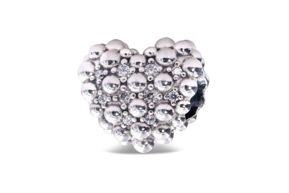 Pandora Sterling Silver Beaded Sparkling Heart Charm