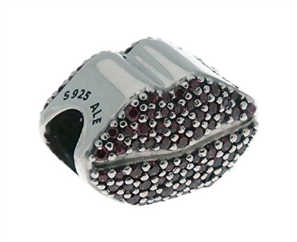Pandora Sterling Silver with Cubic Zirconia Kiss More Lips Charm