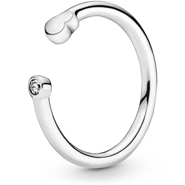 Pandora Sterling Silver with Cubic Zirconia Polished Heart Open Ring