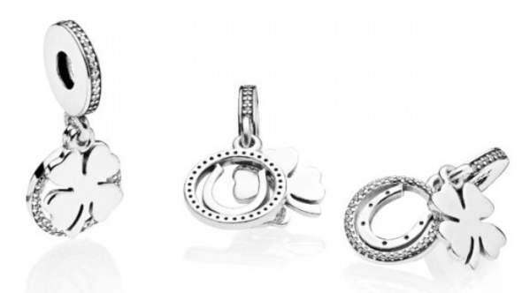 Pandora Women Sterling Silver Gemstone Clover Lucky Day Pendant Charm