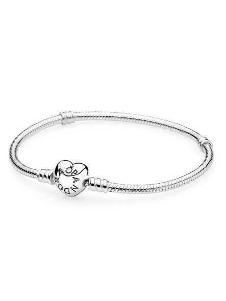Sterling Chain Charm Bracelet with Heart Clasp Pandora Moments Women